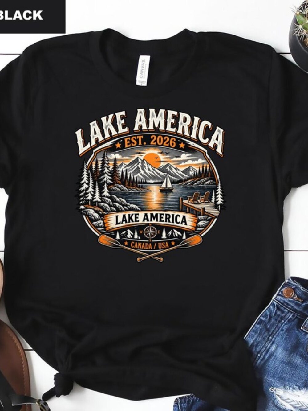 Est. 2026 Lake America T-shirt, Canada USA Shirt